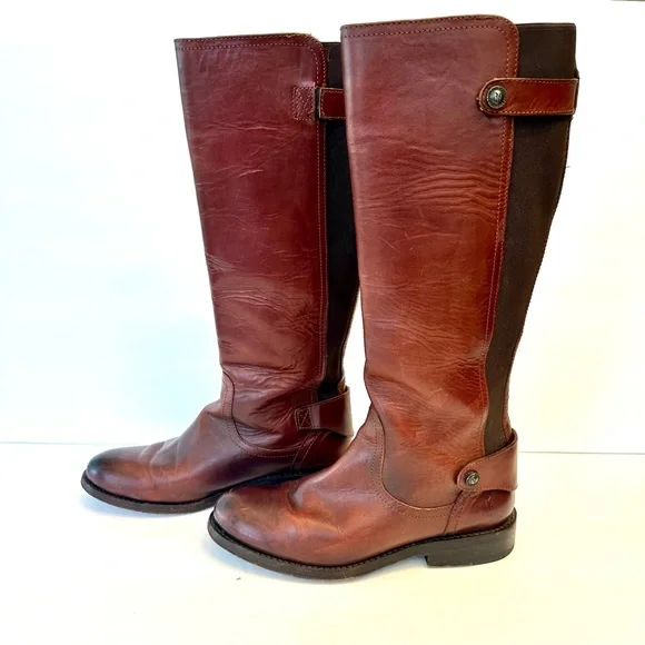 Frye Jayden vintage cognac leather tall brown riding boots, size 5 1/2 - Picture 5 of 9